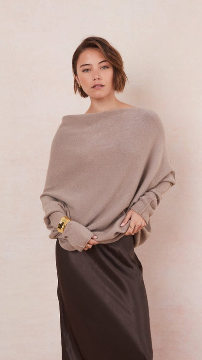 Natalie Asymmetric Sweater - Smoke