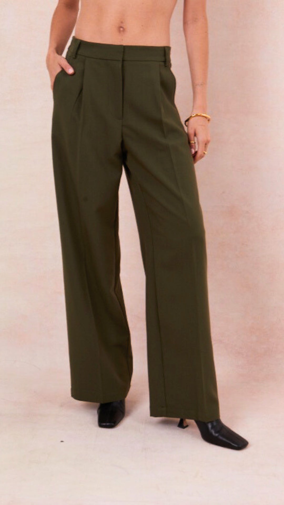 Nelly Crepe Trousers - Khaki