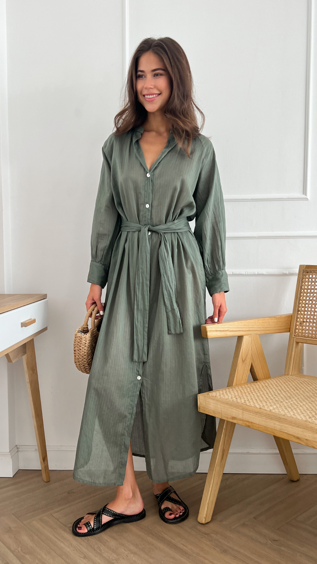 Jade Shirt Dress - Khaki