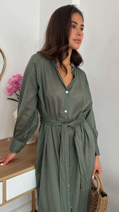 Jade Shirt Dress - Khaki
