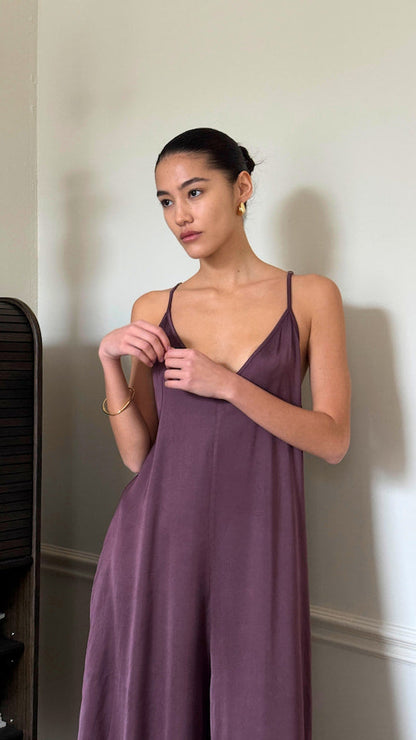 Natalie Satin Jumpsuit - Burgundy