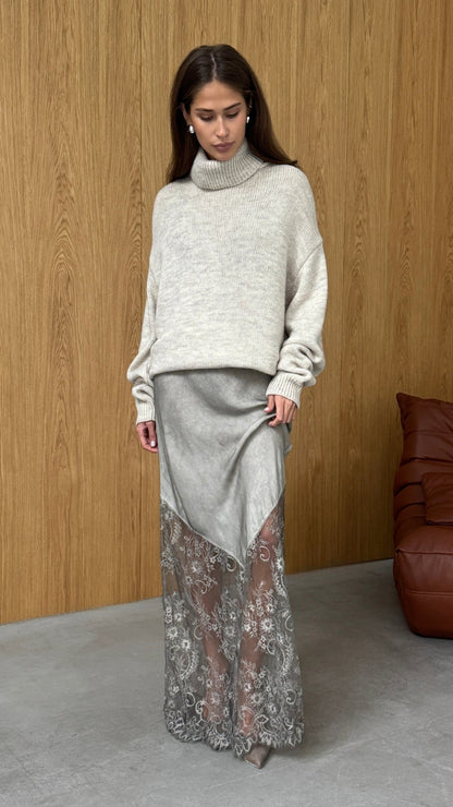 Solene Lace Skirt - Taupe