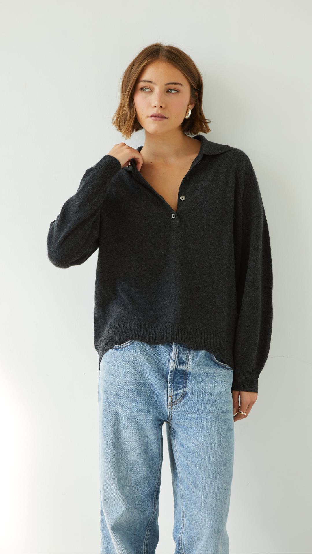Caprice Cashmere Sweater - Dark Grey