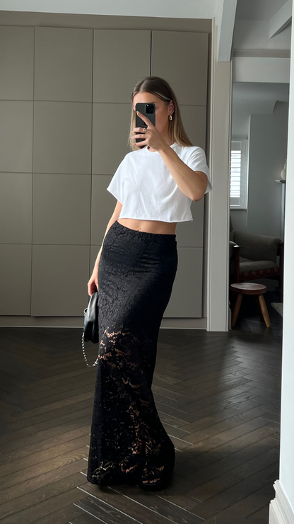 Alba Lace Skirt - Black