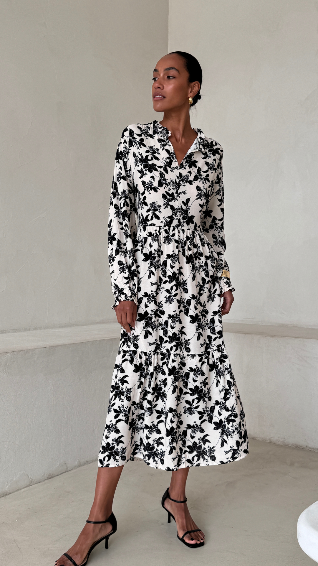 Olivia Dress - Black Floral Print