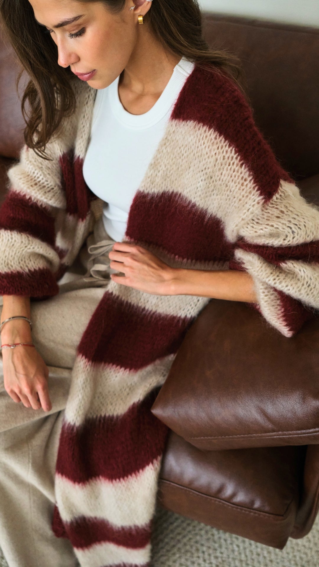 Kay Cardigan - Ruby Beige Stripes