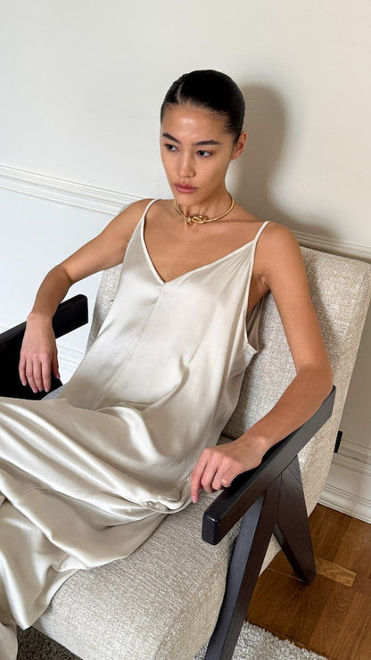 Natalie Satin Jumpsuit - Ivory