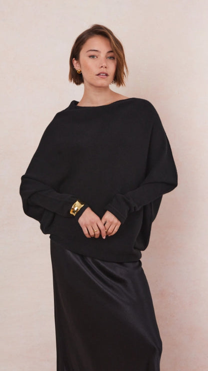 Natalie Asymmetric Sweater - Black