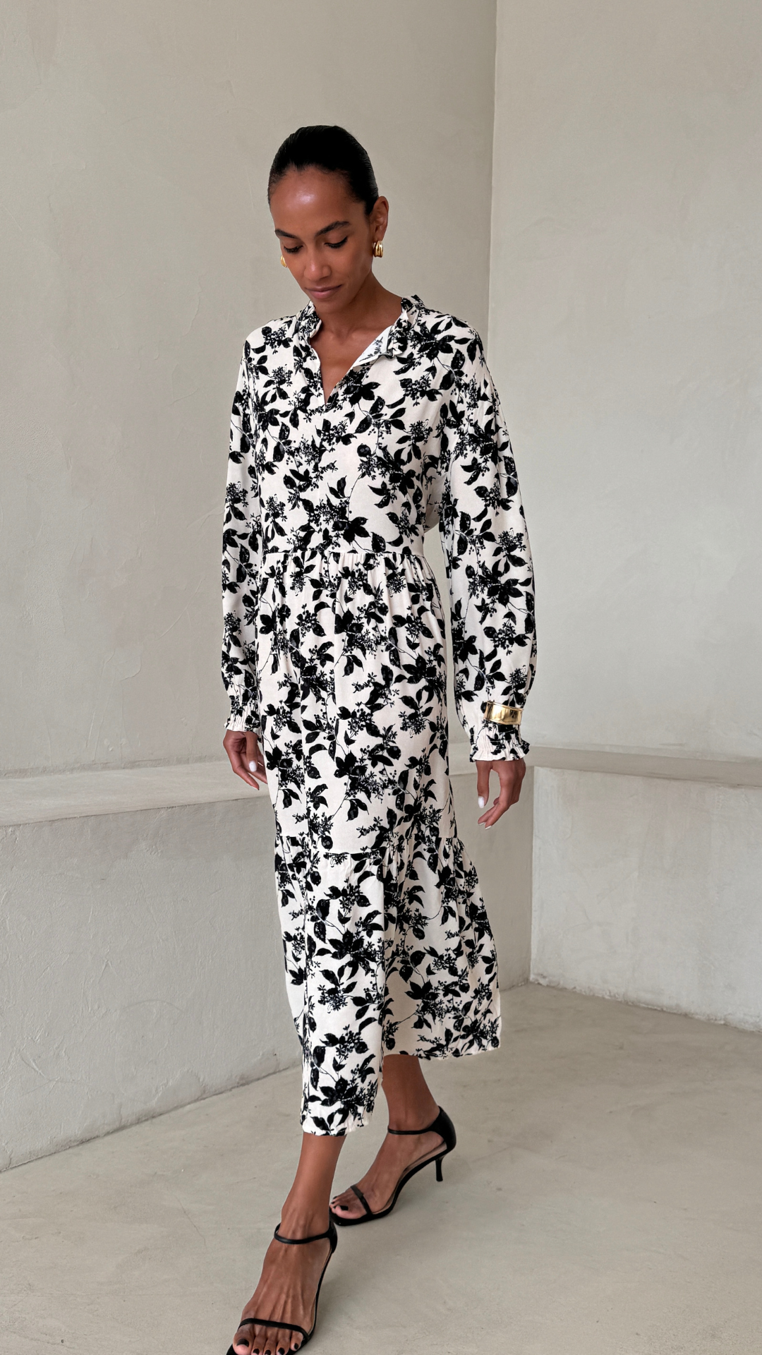 Olivia Dress - Black Floral Print