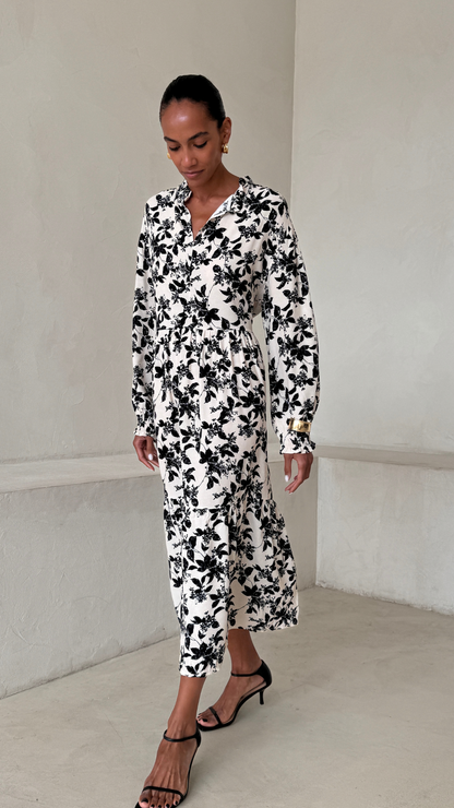 Olivia Dress - Black Floral Print