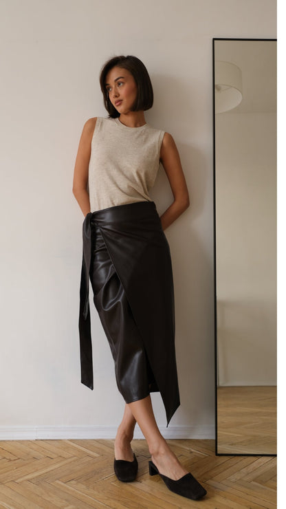 Livia Wrap Skirt - Espresso