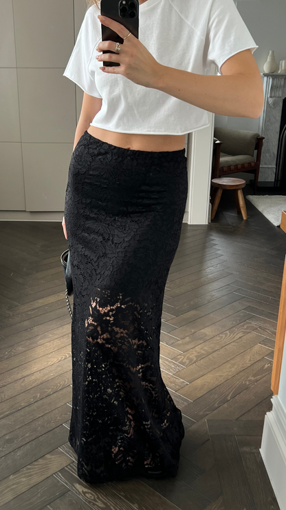 Alba Lace Skirt - Black