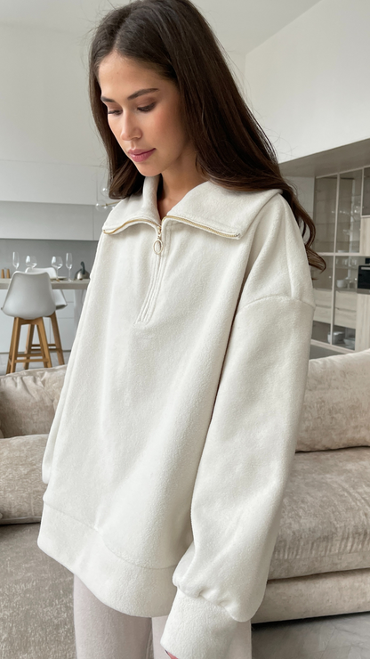 Sophie Half Zip Sweater - Off-White