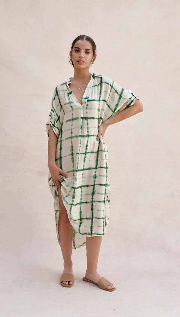 Marina Dress - Green Batik Print