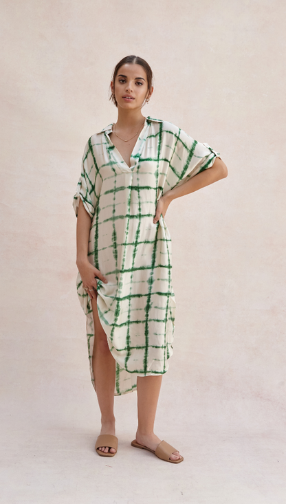 Marina Dress - Green Batik Print
