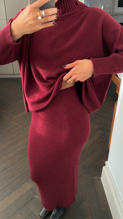 Alma Pencil Skirt - Dark Cherry