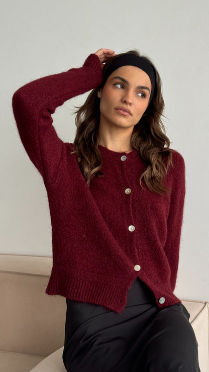 Reyna Cardigan - Dark Cherry