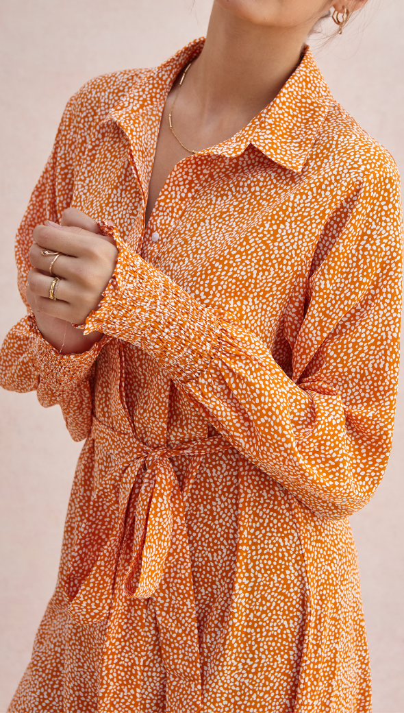 Alina Shirt Dress - Auburn Print