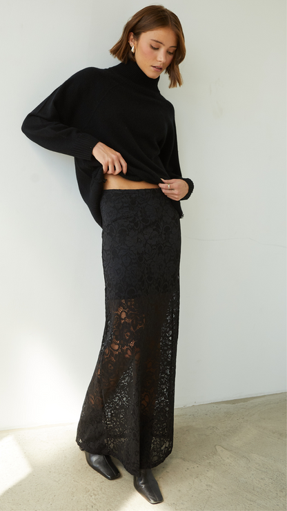 Alba Lace Skirt - Black