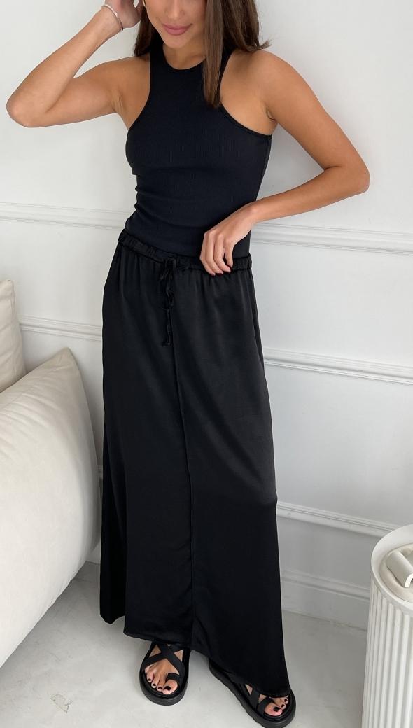 Phoebe Satin Skirt - Black