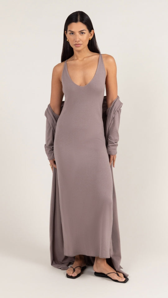 Sofia Long Line Cardigan - Mink