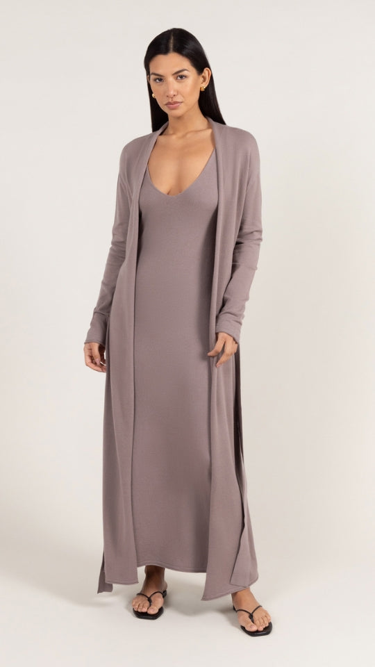 Sofia Long Line Cardigan - Mink
