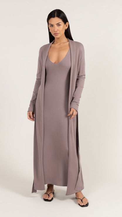 Sofia Long Line Cardigan - Mink