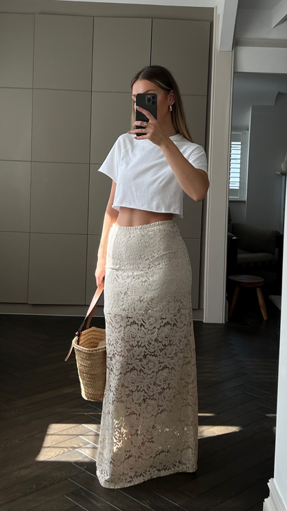 Alba Lace Skirt - Sand