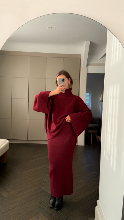 Alma Pencil Skirt - Dark Cherry