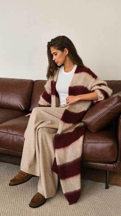 Kay Cardigan - Ruby Beige Stripes