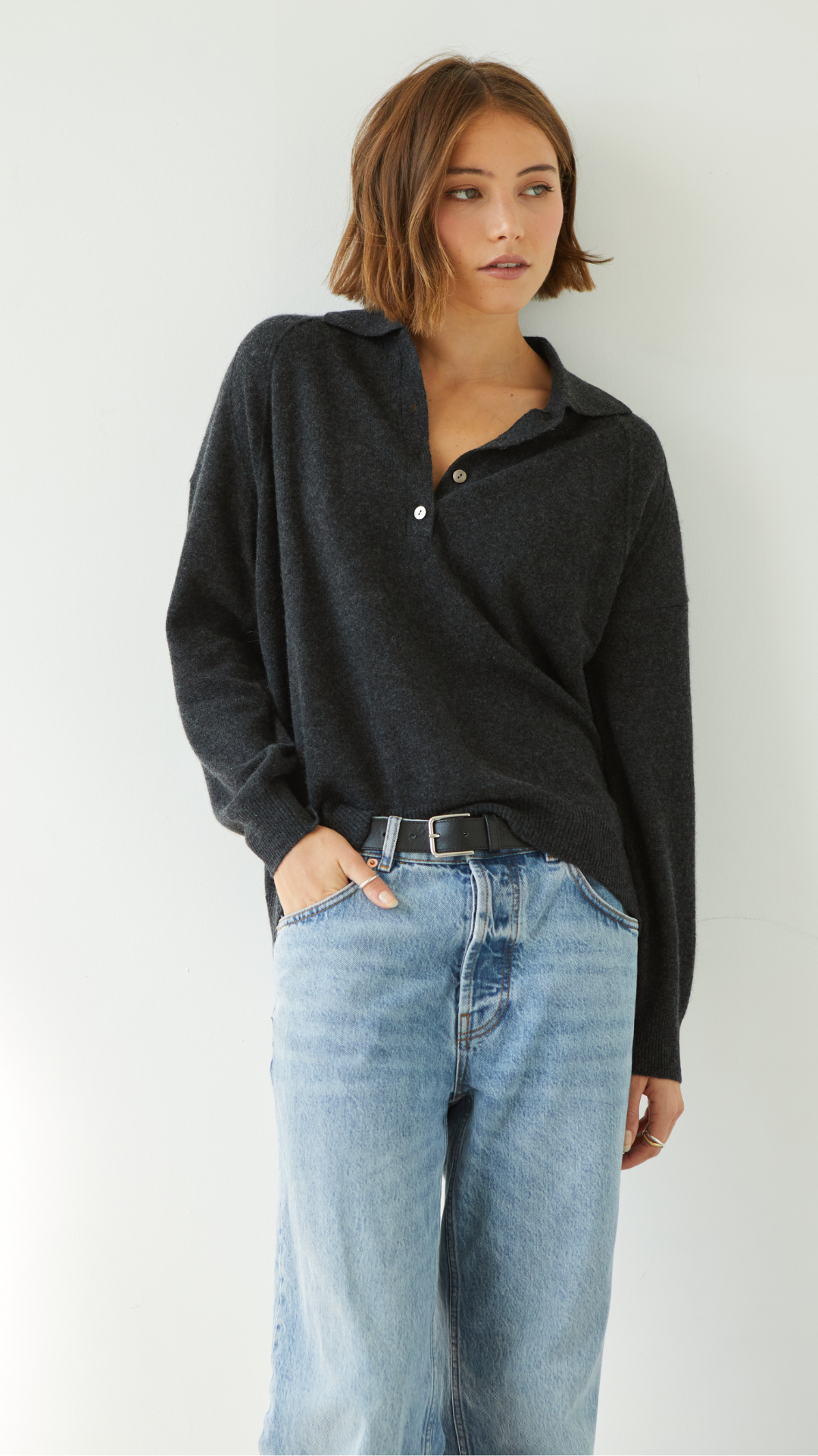 Caprice Cashmere Sweater - Dark Grey