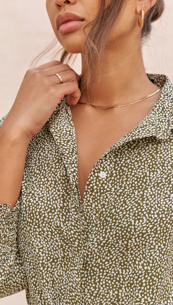 Alina Shirt Dress - Khaki Print