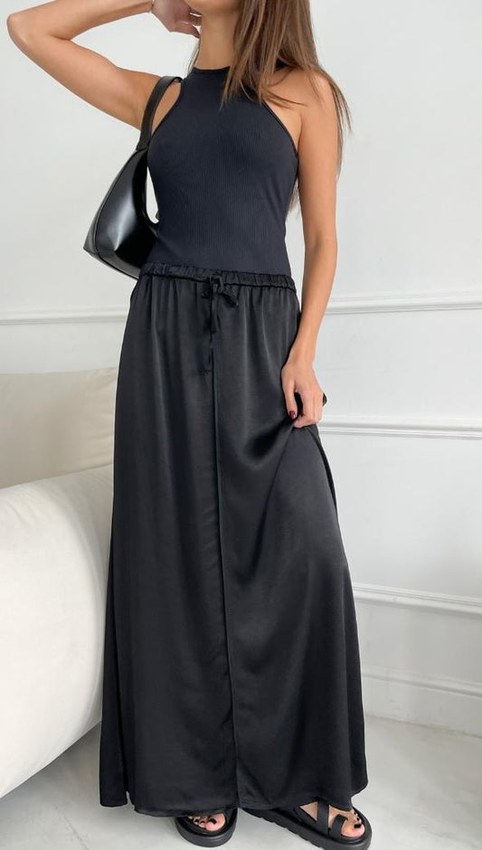Phoebe Satin Skirt - Black