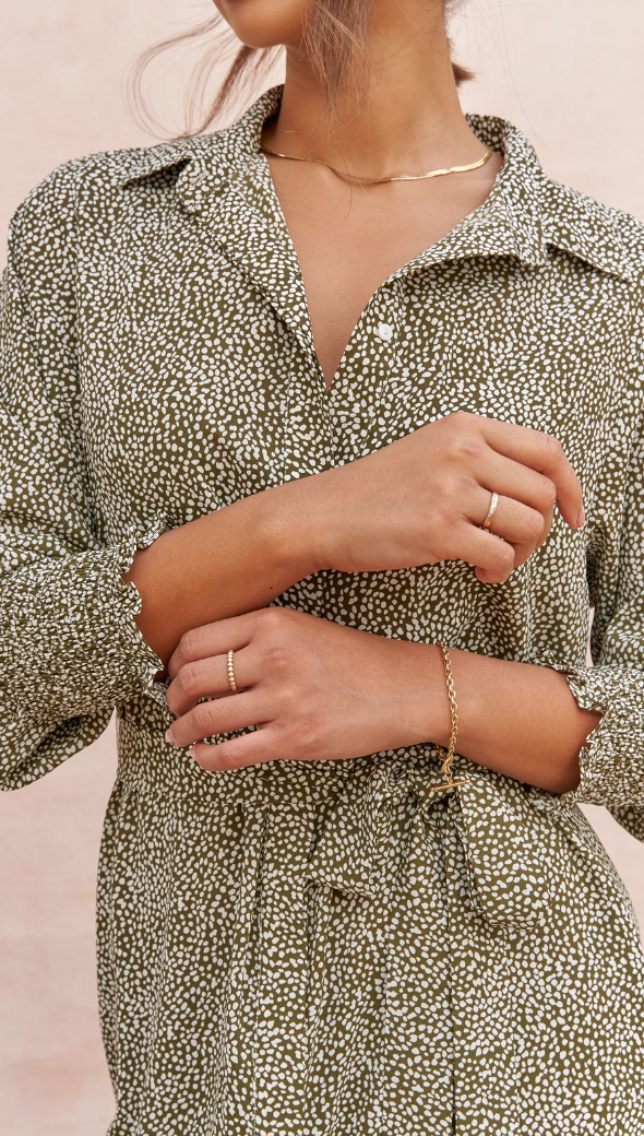 Alina Shirt Dress - Khaki Print