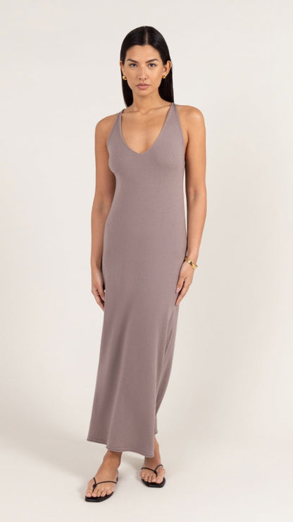 Sofia Knitted Slip Dress - Mink