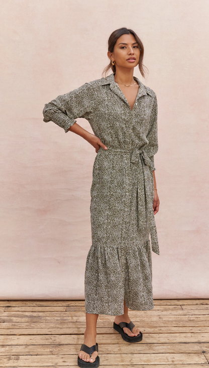 Alina Shirt Dress - Khaki Print