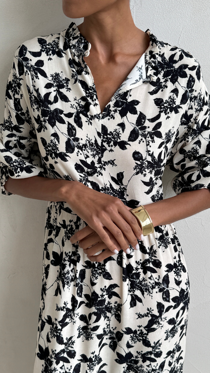 Olivia Dress - Black Floral Print