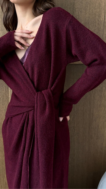 Keira Knit Wrap Dress - Bordeaux