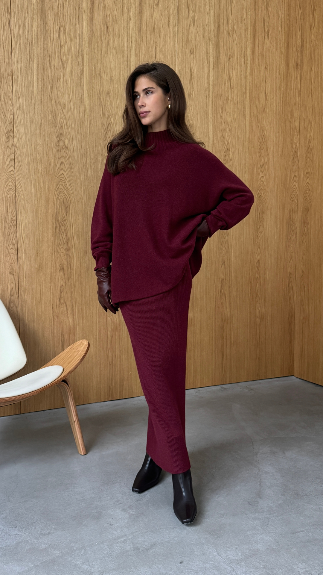 Alma Pencil Skirt - Dark Cherry