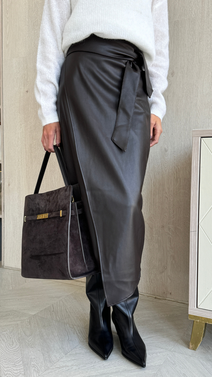 Livia Wrap Skirt - Espresso