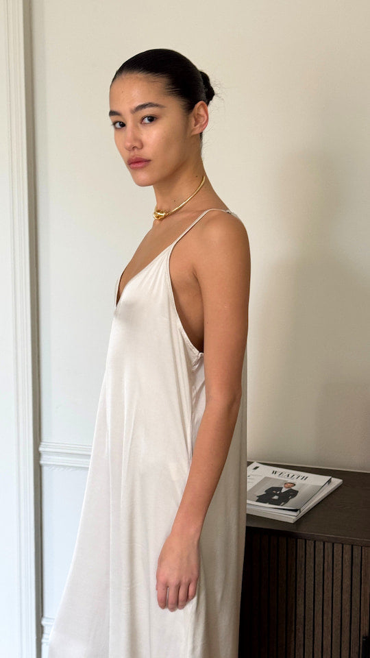 Natalie Satin Jumpsuit - Ivory