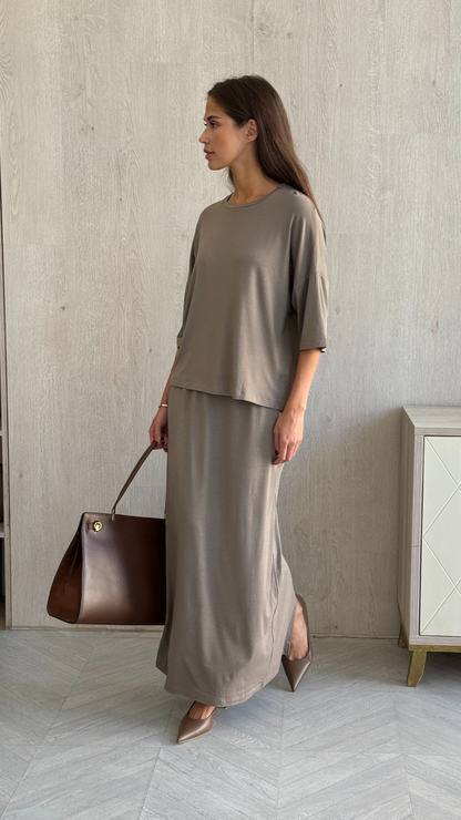 Aria Jersey Skirt - Taupe
