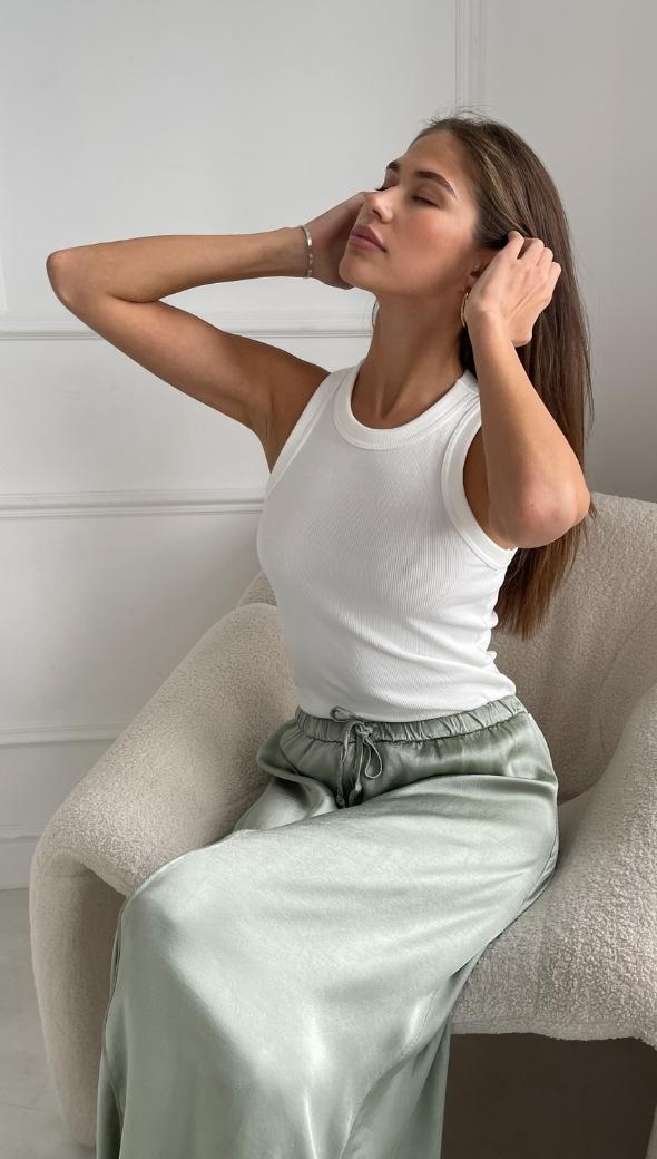 Phoebe Satin Skirt - Eucalyptus