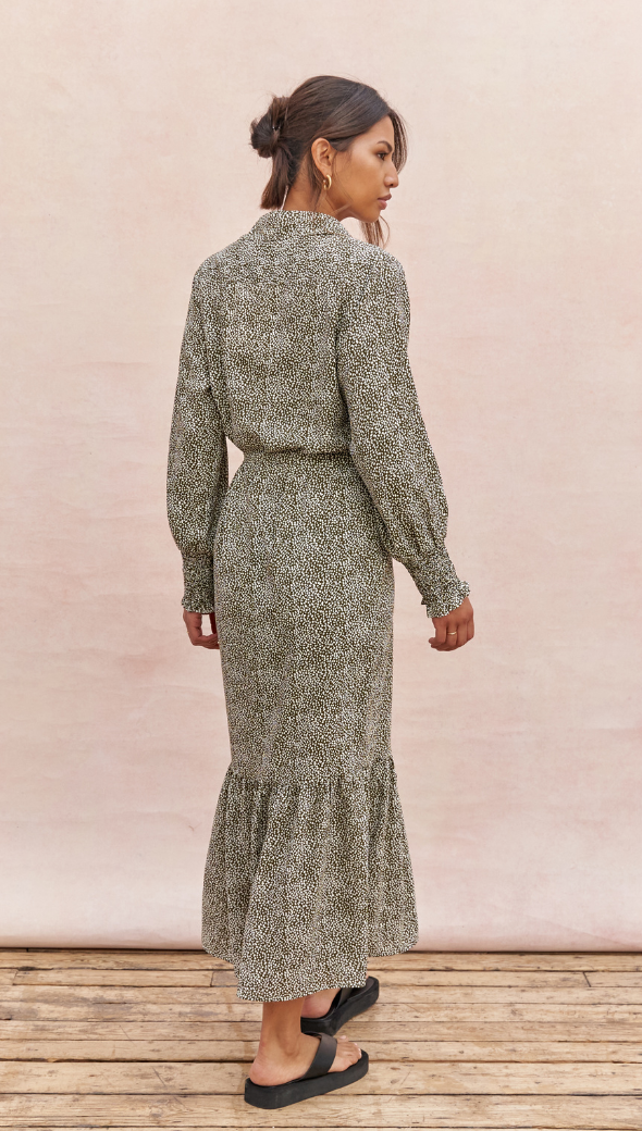 Alina Shirt Dress - Khaki Print