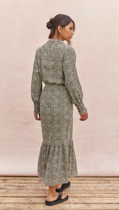 Alina Shirt Dress - Khaki Print