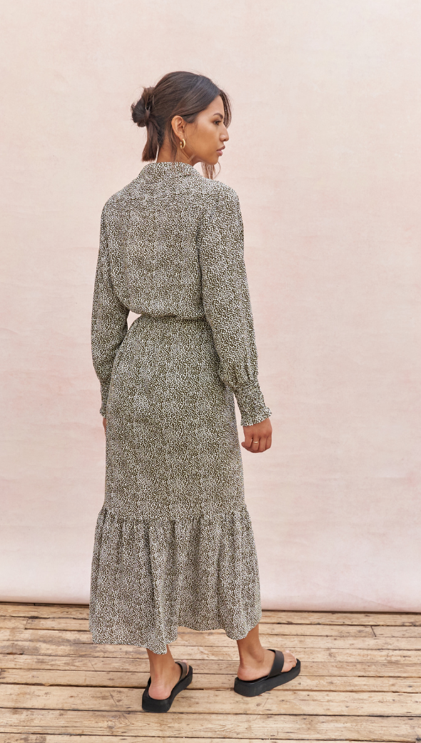 Alina Shirt Dress - Khaki Print