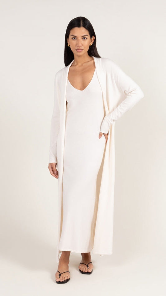 Sofia Long Line Cardigan - Ivory