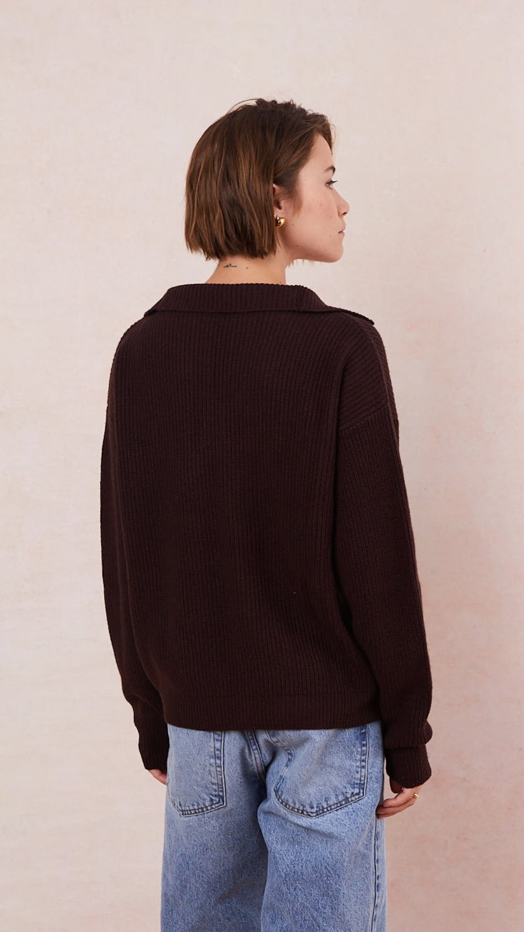 Quinn Cashmere Blend Sweater  - Chocolate