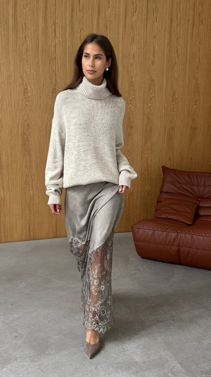 Solene Lace Skirt - Taupe