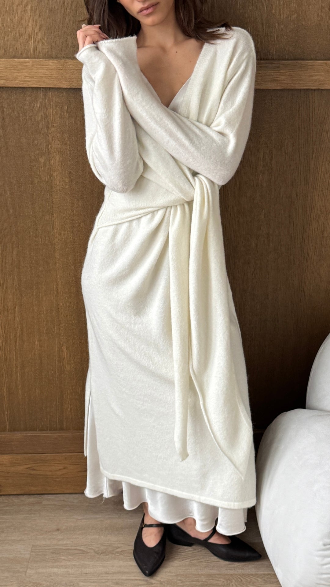 Keira Knit Wrap Dress - Ivory